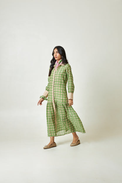 Summer Leaf Block Printed Dress