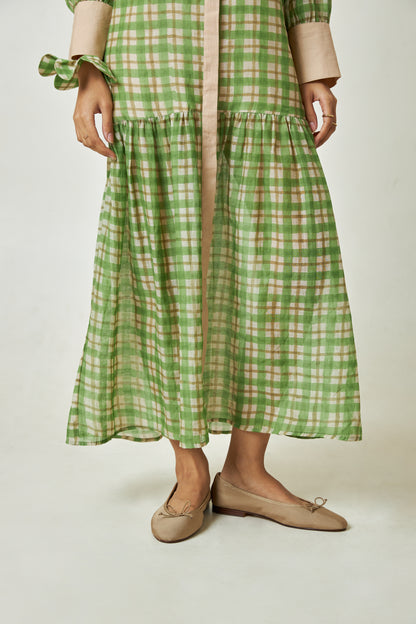 Summer Leaf Block Printed Dress