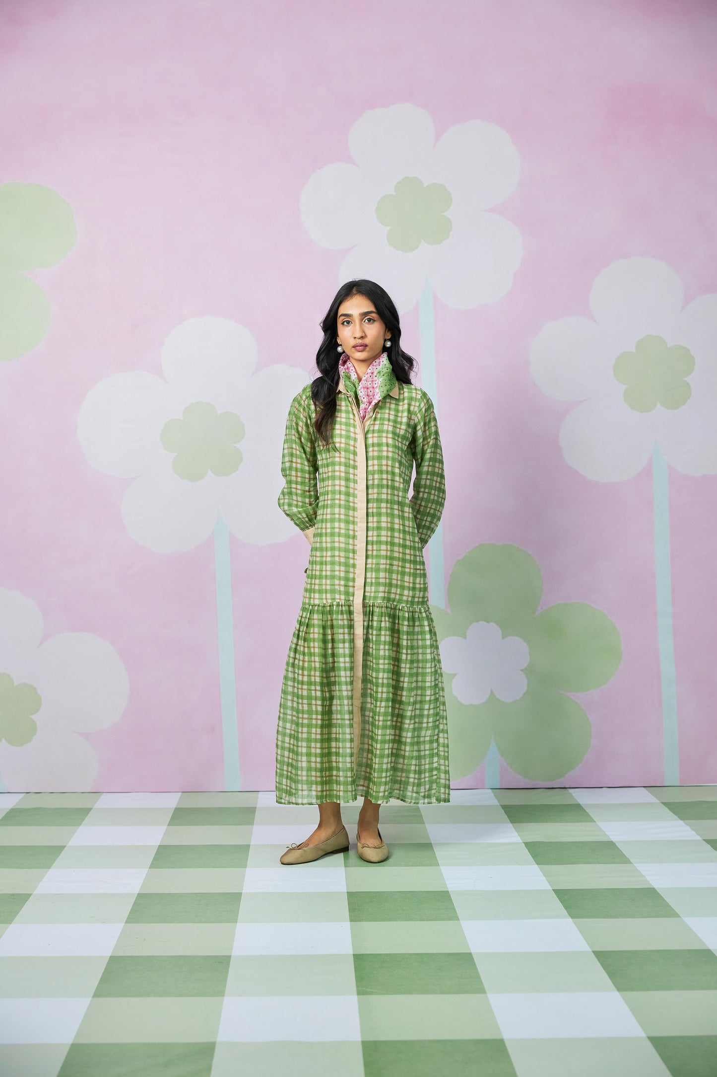 Summer Leaf Block Printed Dress