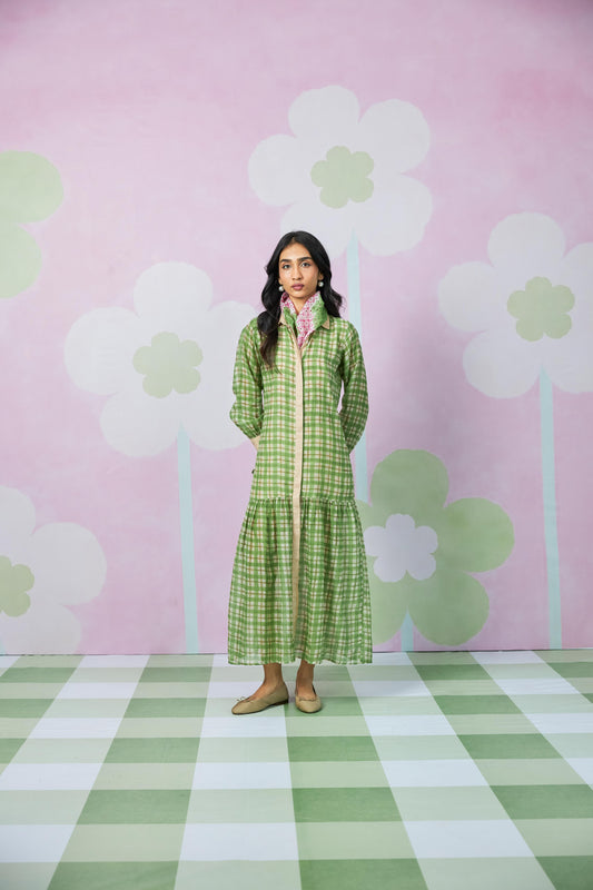 Summer Leaf Block Printed Dress