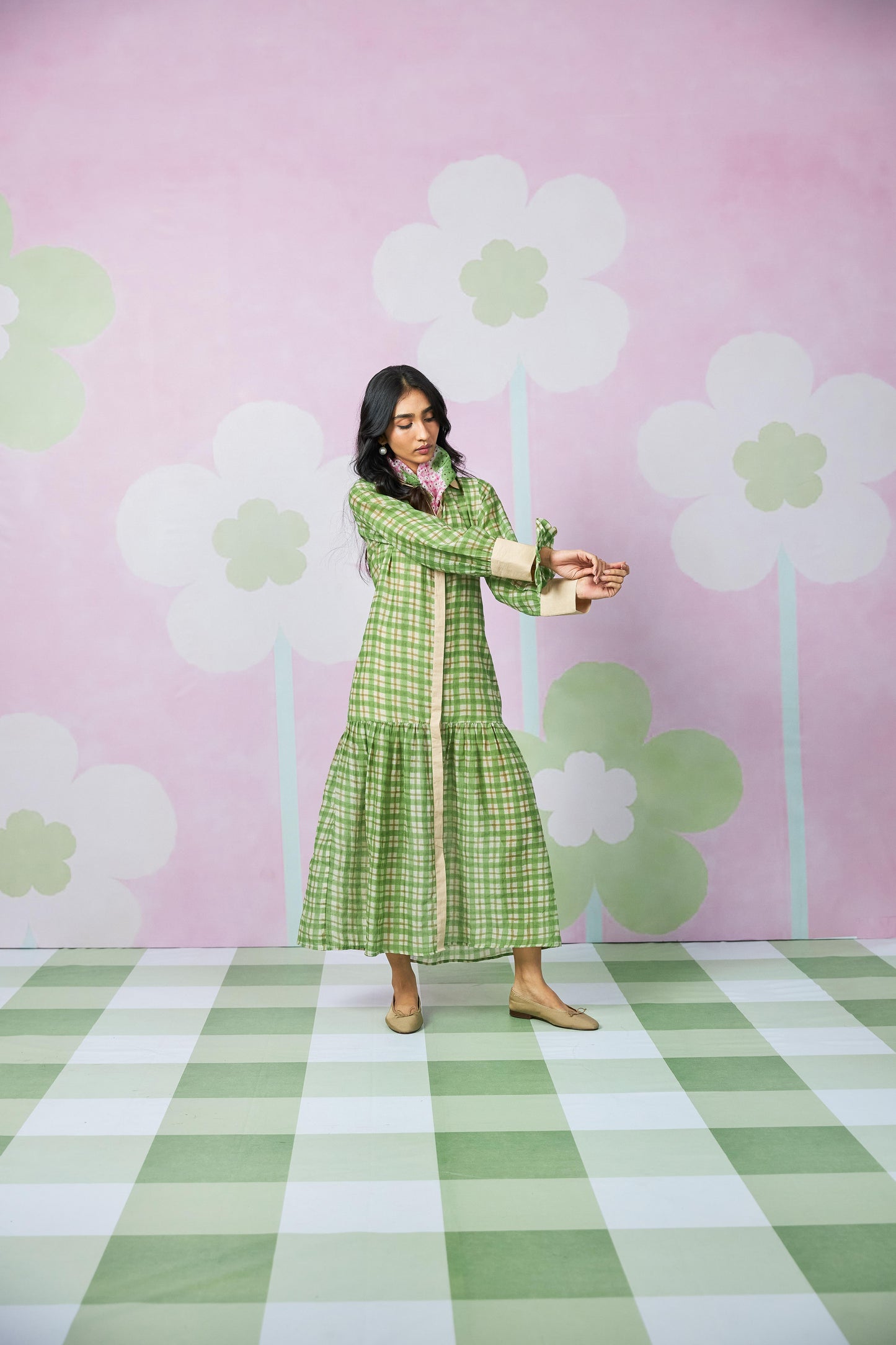 Summer Leaf Block Printed Dress