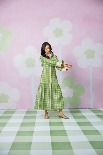 Summer Leaf Block Printed Dress