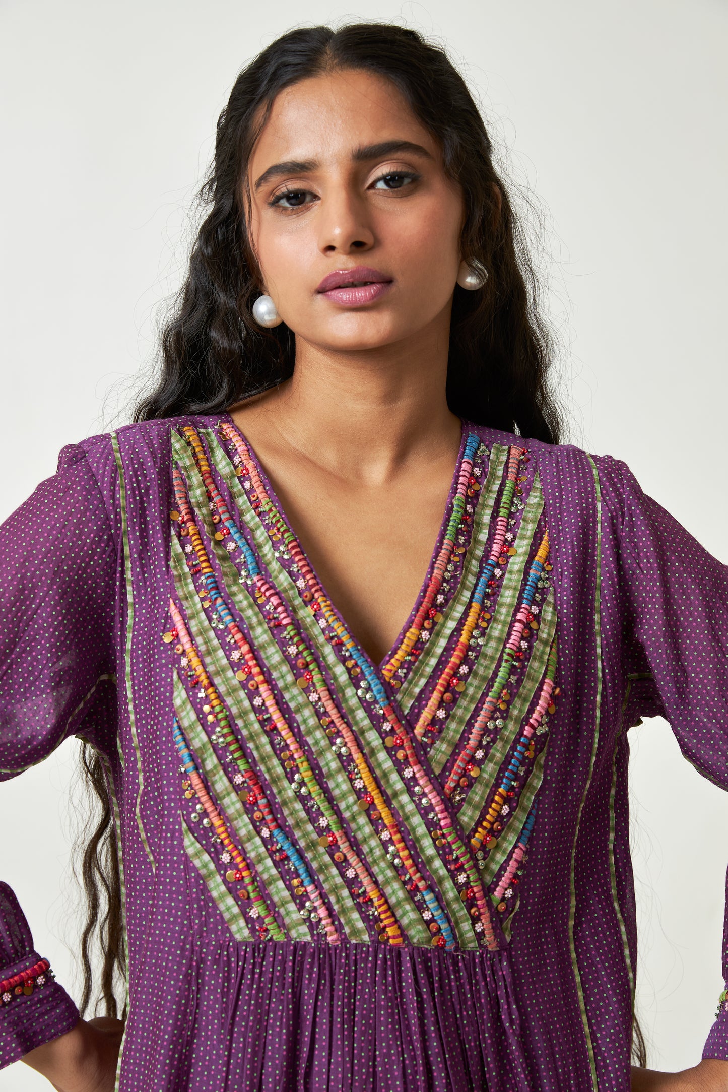 Grape Sun Embroidered kurta set- Set of 3