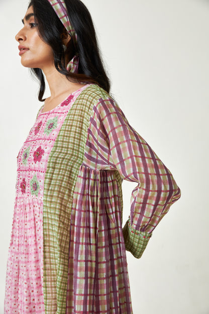 Coral Haze Block printed  kurta