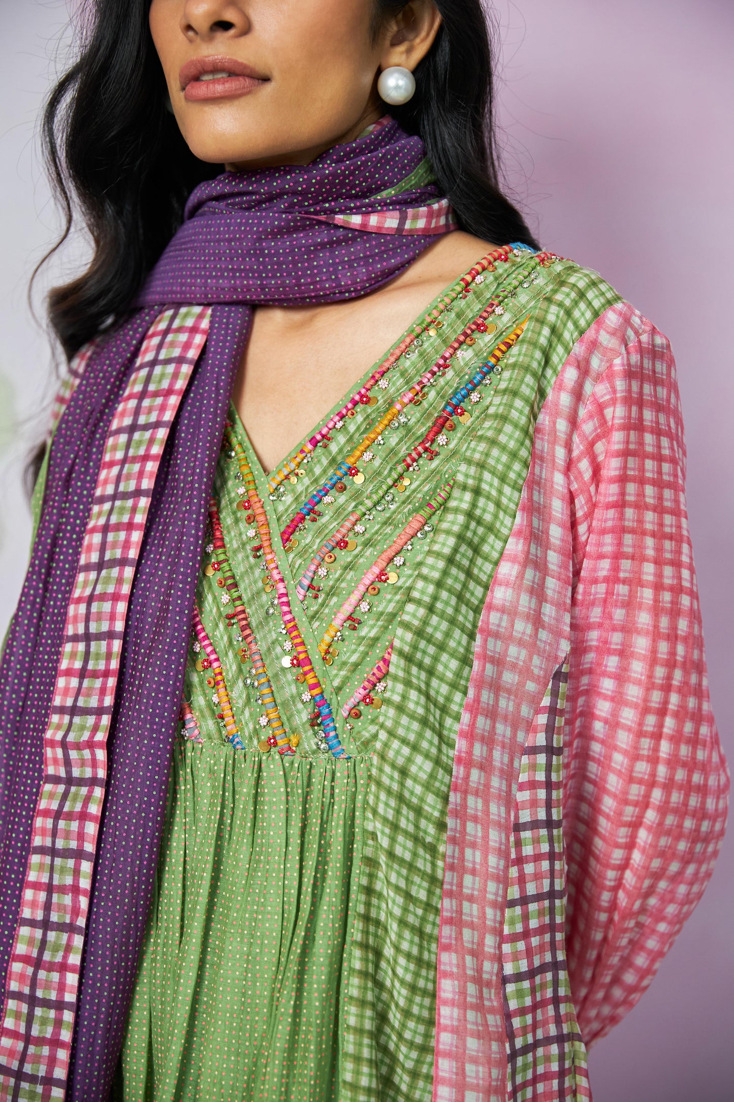 Roseglow Embroidered kurta set- Set of 3