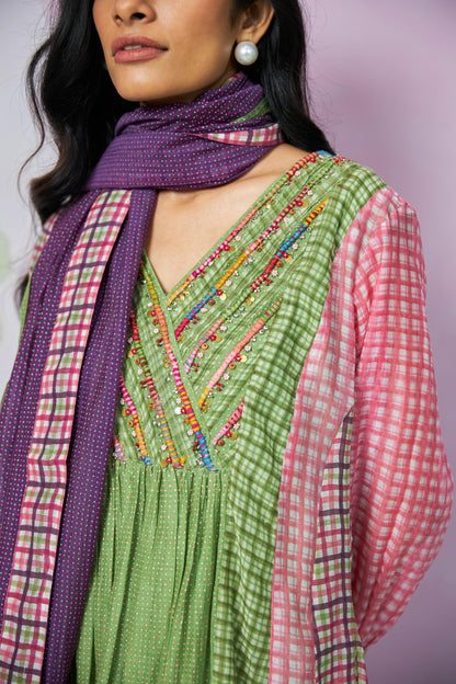 Roseglow Embroidered kurta set- Set of 3
