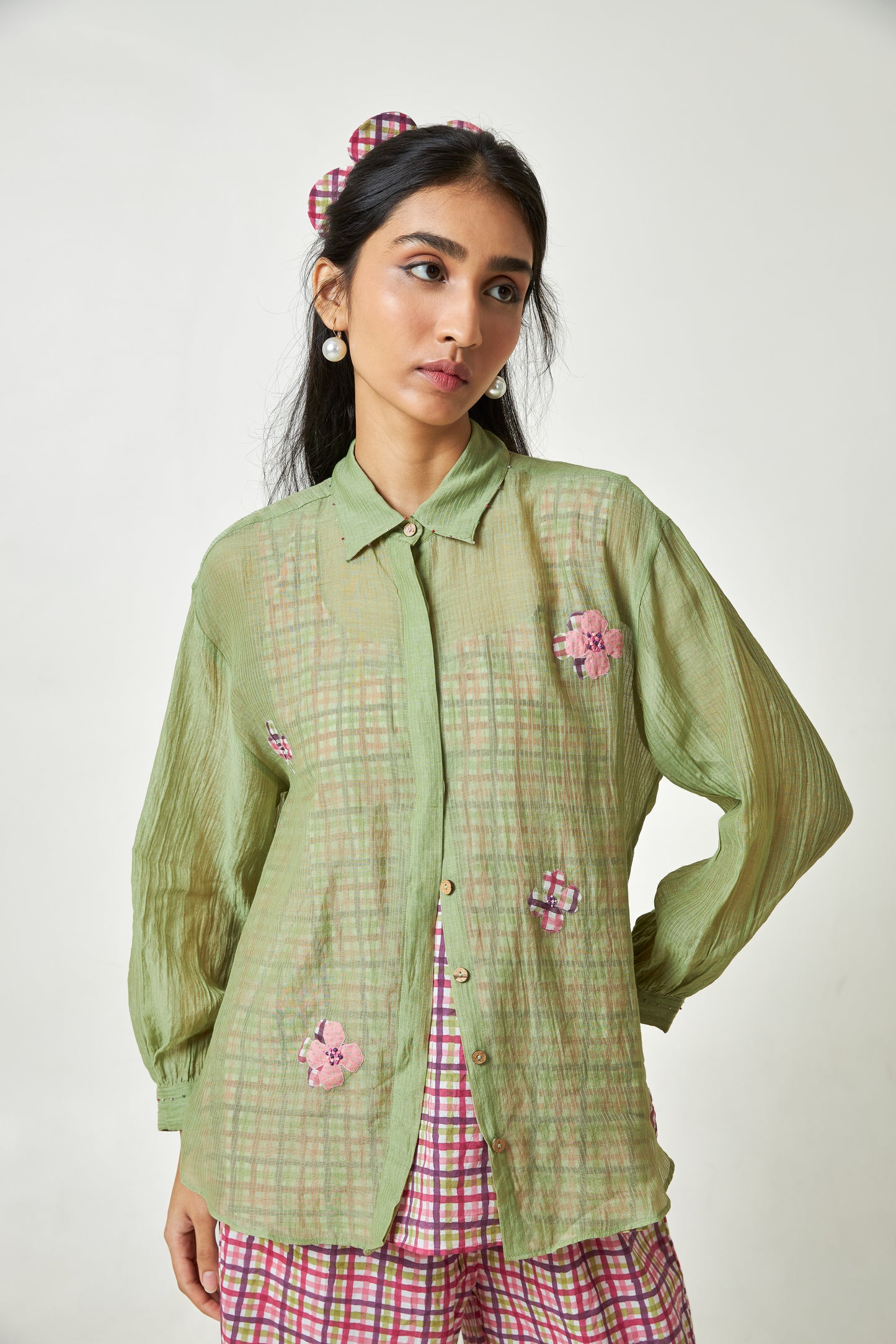 Pistachio Embroidered Shirt