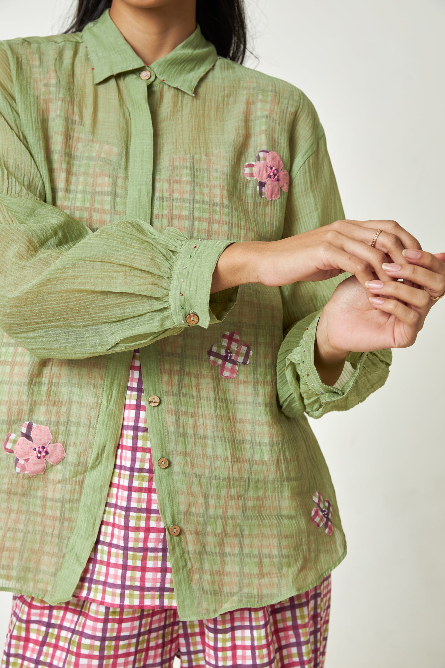 Pistachio Embroidered Shirt