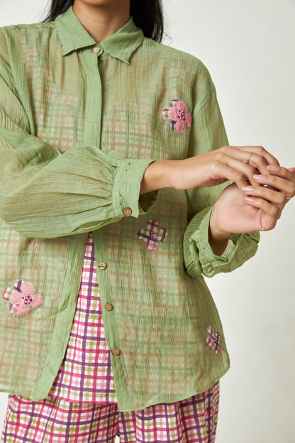 Pistachio Embroidered Shirt