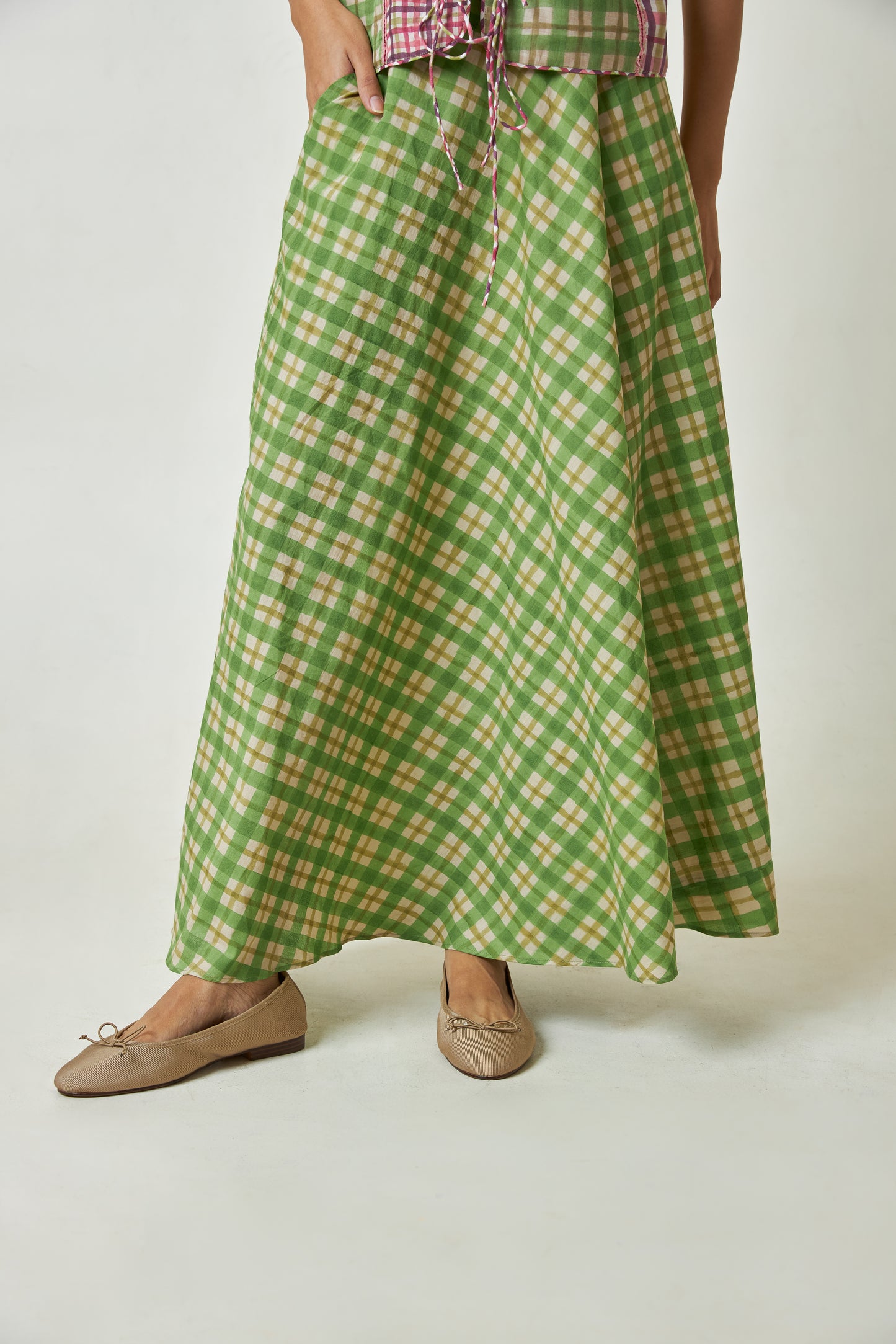 Mint Breeze Block Printed Skirt