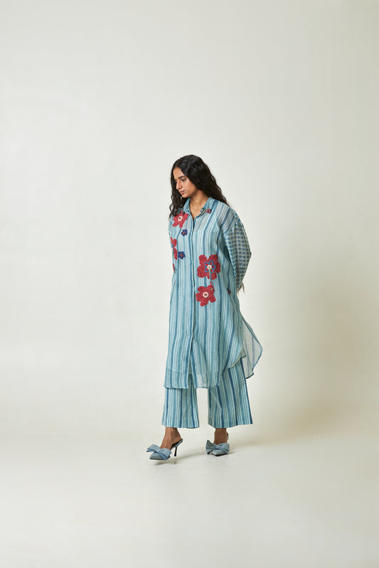 Ocean Bloom Block Printed Pants