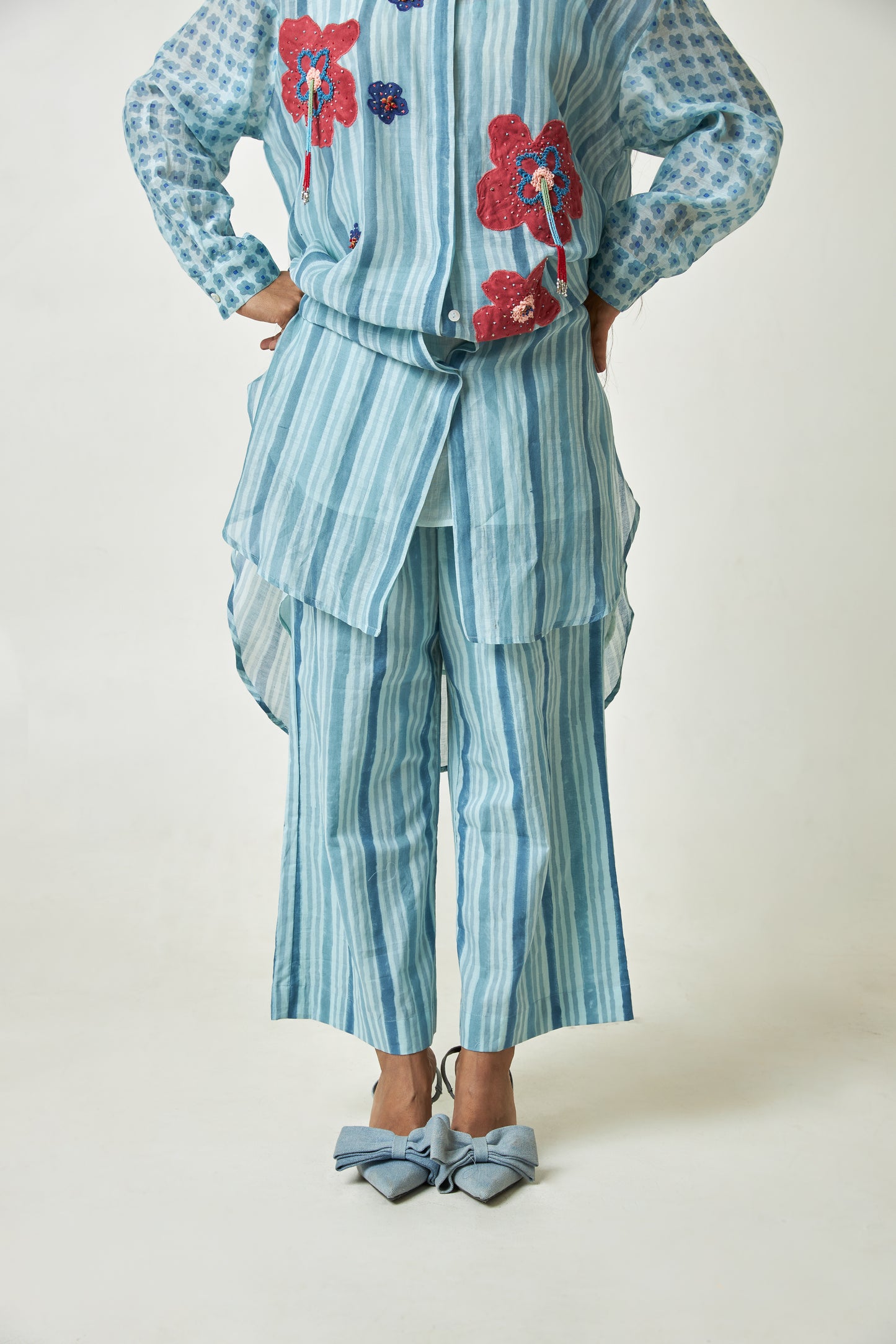Ocean Bloom Block Printed Pants