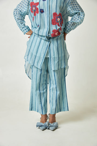 Ocean Bloom Block Printed Pants