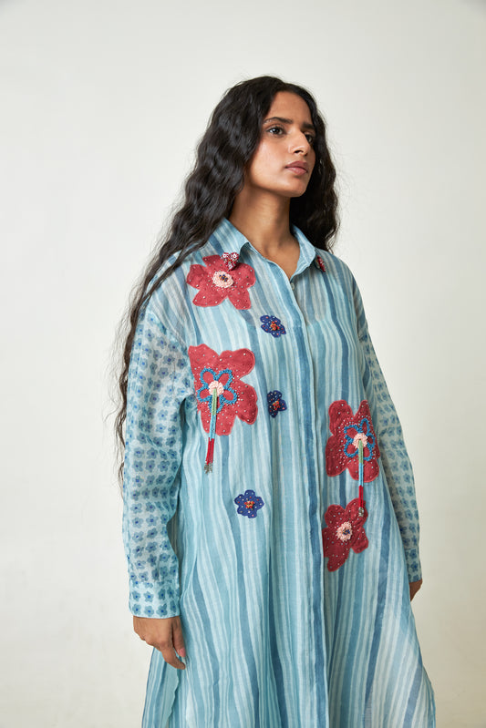 Ocean Bloom Block Printed Tunic