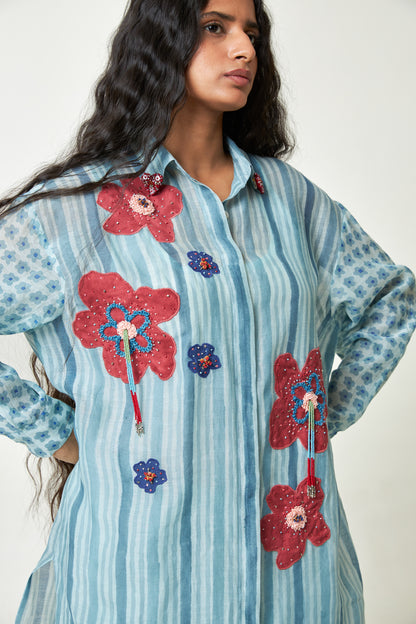 Ocean Bloom Block Printed Tunic