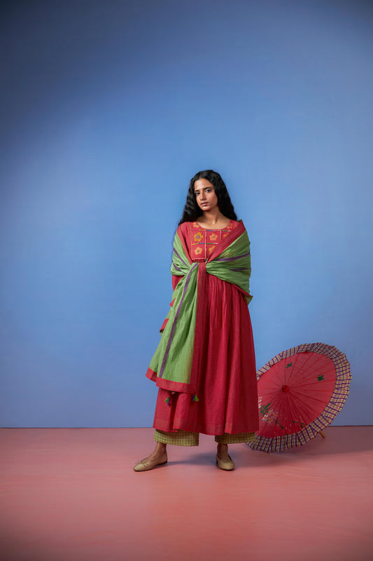 Scarlet Bloom Embroidered kurta