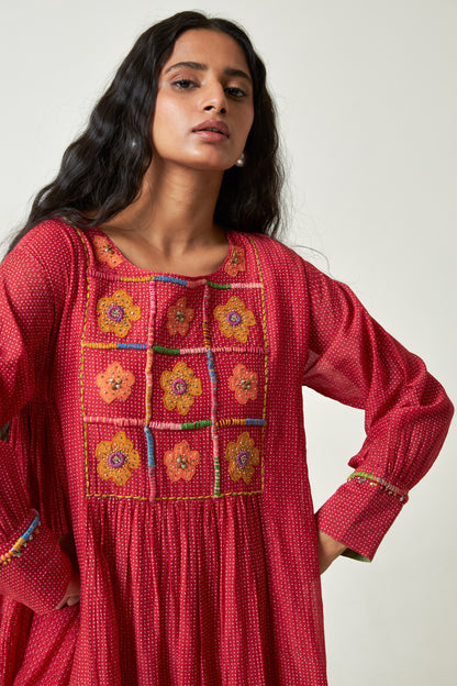 Scarlet Bloom Embroidered kurta