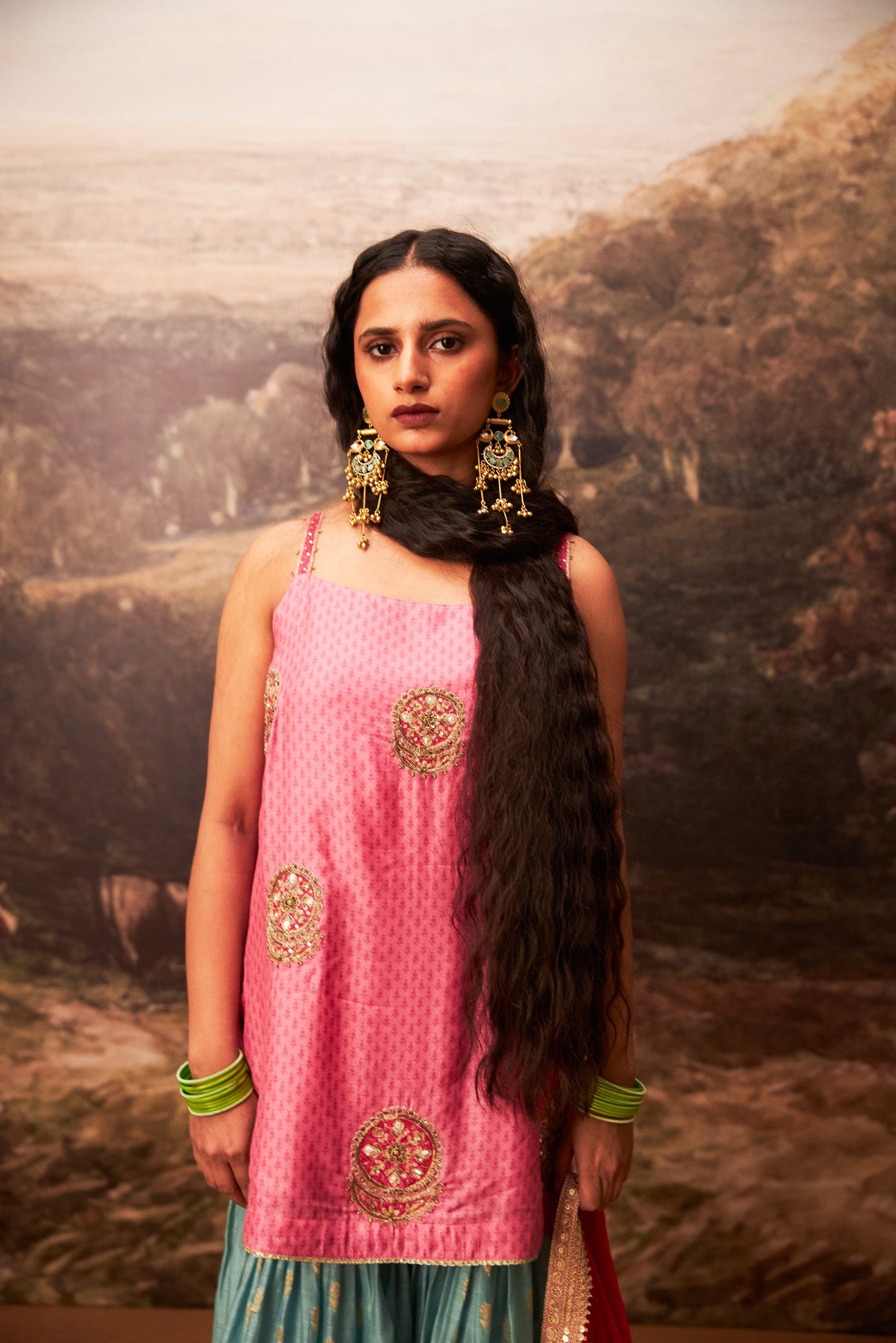 Firozi Gulab embroidered kurta set