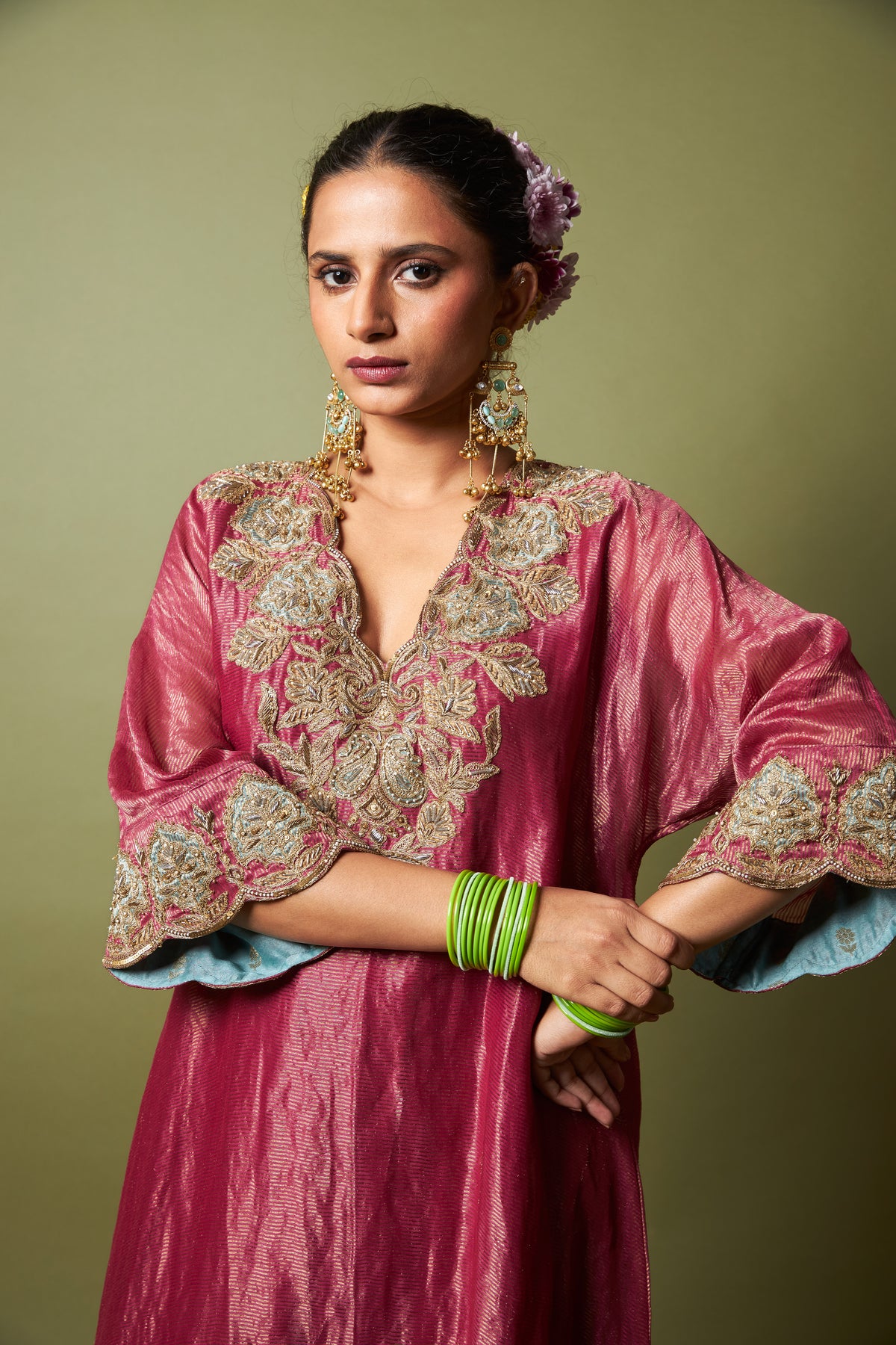 Gulnaar Embroidered Kaftan Set (Ready to Ship) - Set Of 2