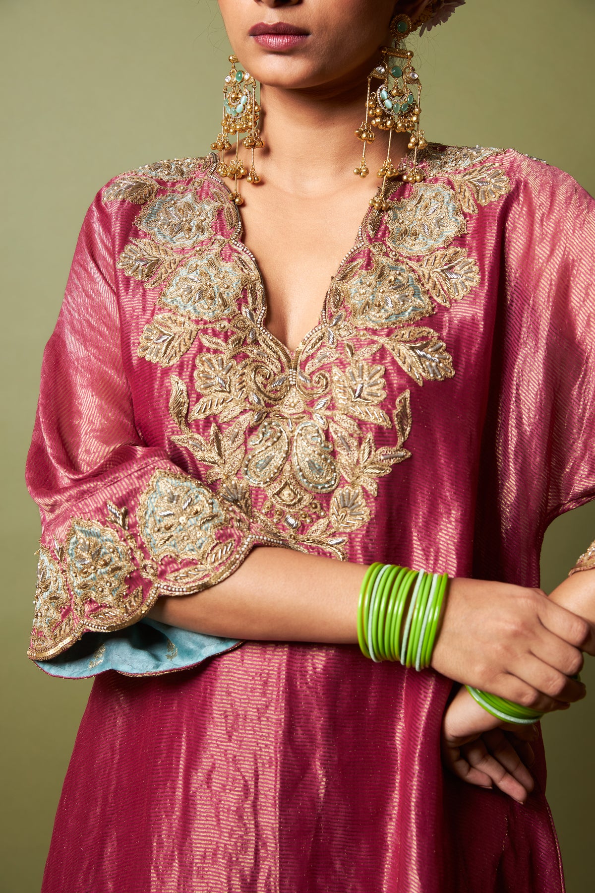 Gulnaar Embroidered Kaftan Set (Ready to Ship) - Set Of 2