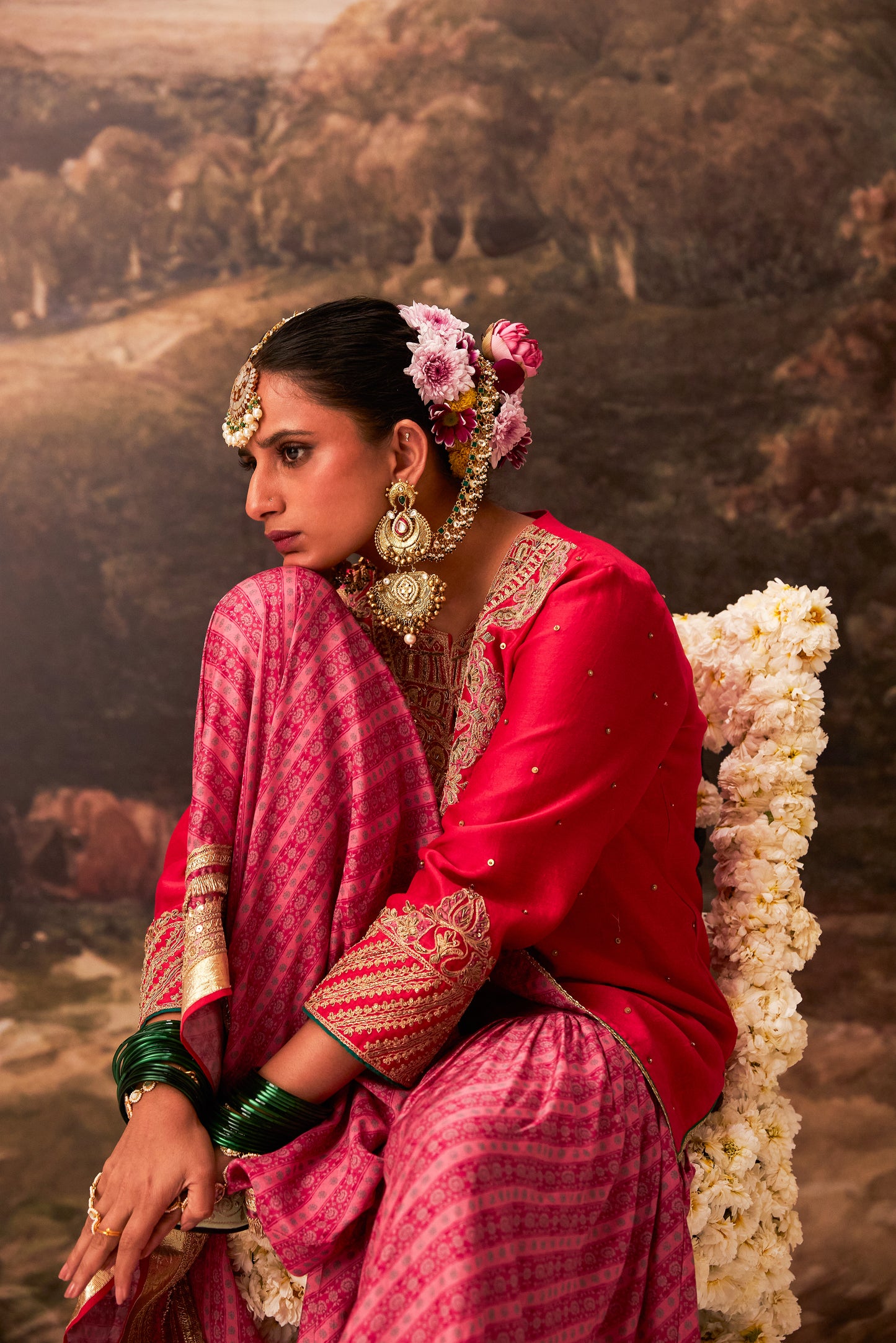 Lal Noorani embroidered kurta set