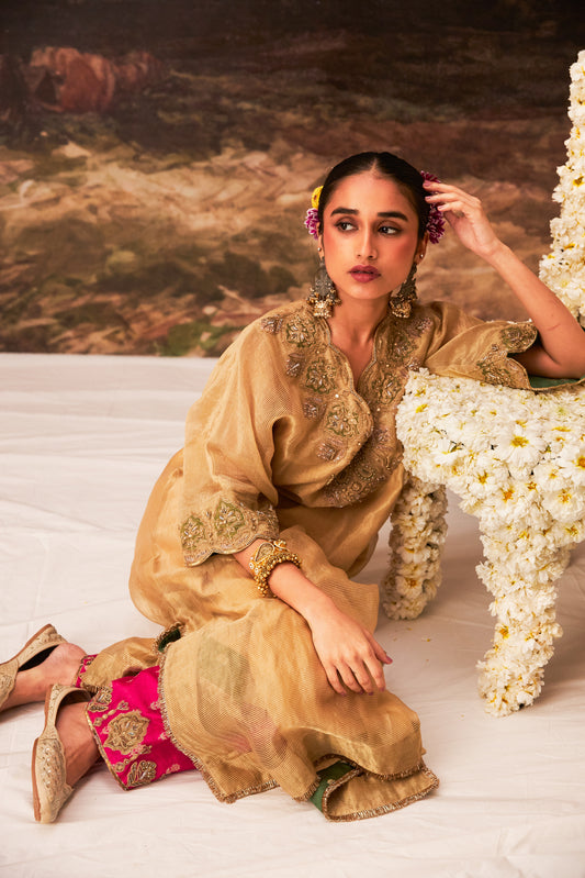 Mehtab Noor Embroidered Kaftan Set (Ready to Ship) - Set Of 2