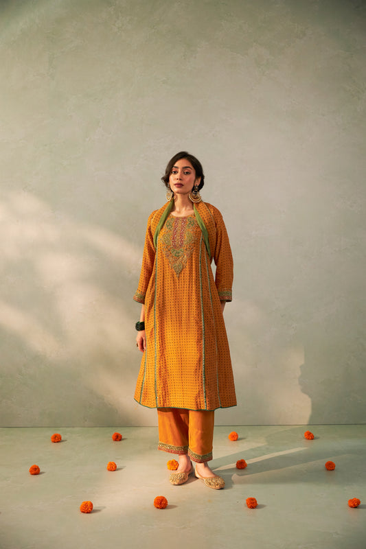 Peeli Pataka Embroidered Kurta Set- Set of 3