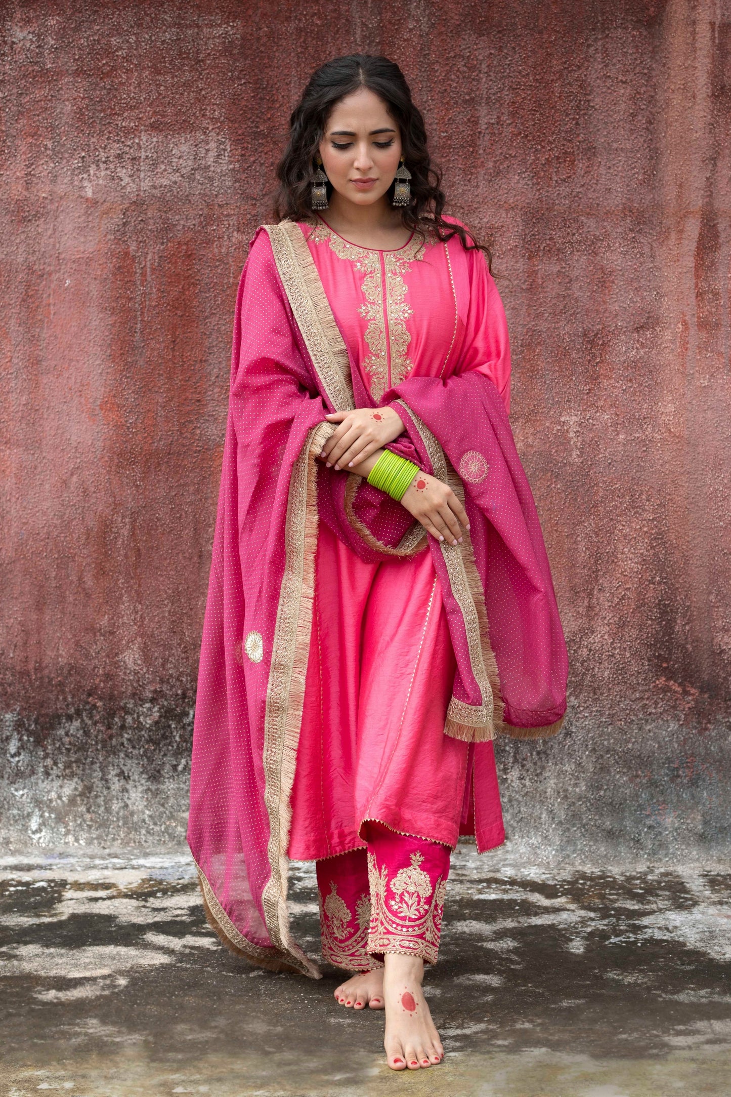 Pink city embroidered kurta set