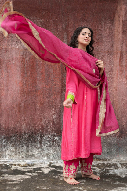 Pink city embroidered dupatta