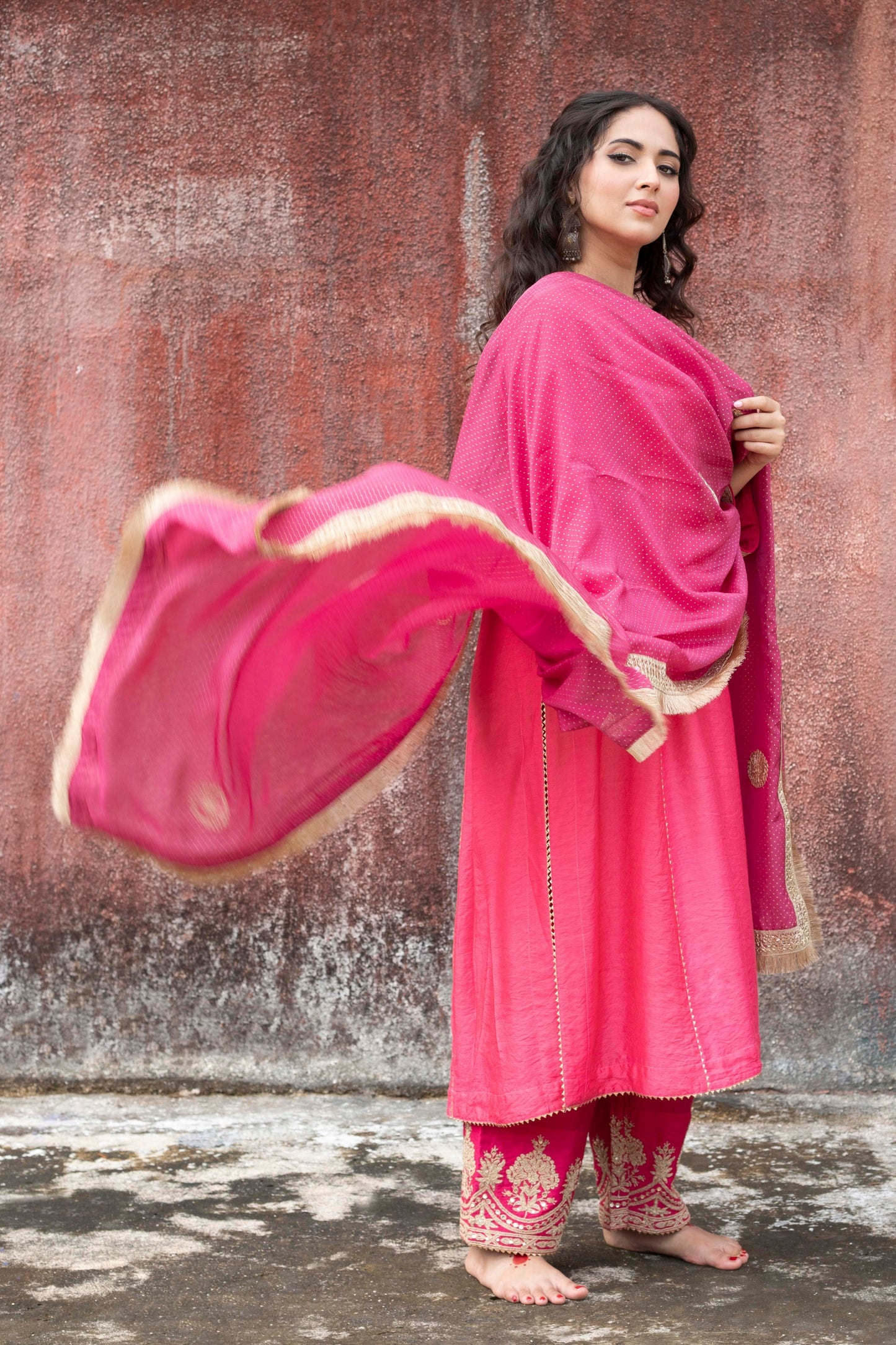 Pink city embroidered kurta set
