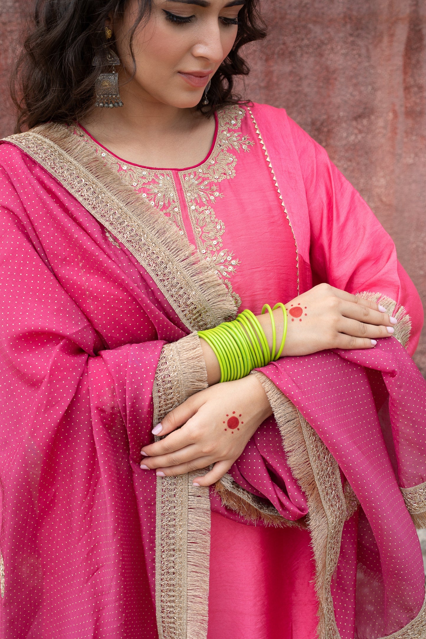 Pink city embroidered kurta set