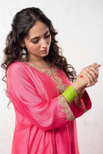 Pink city embroidered kurta