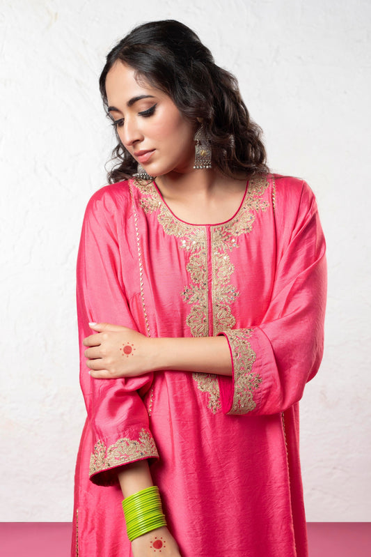 Pink city embroidered kurta