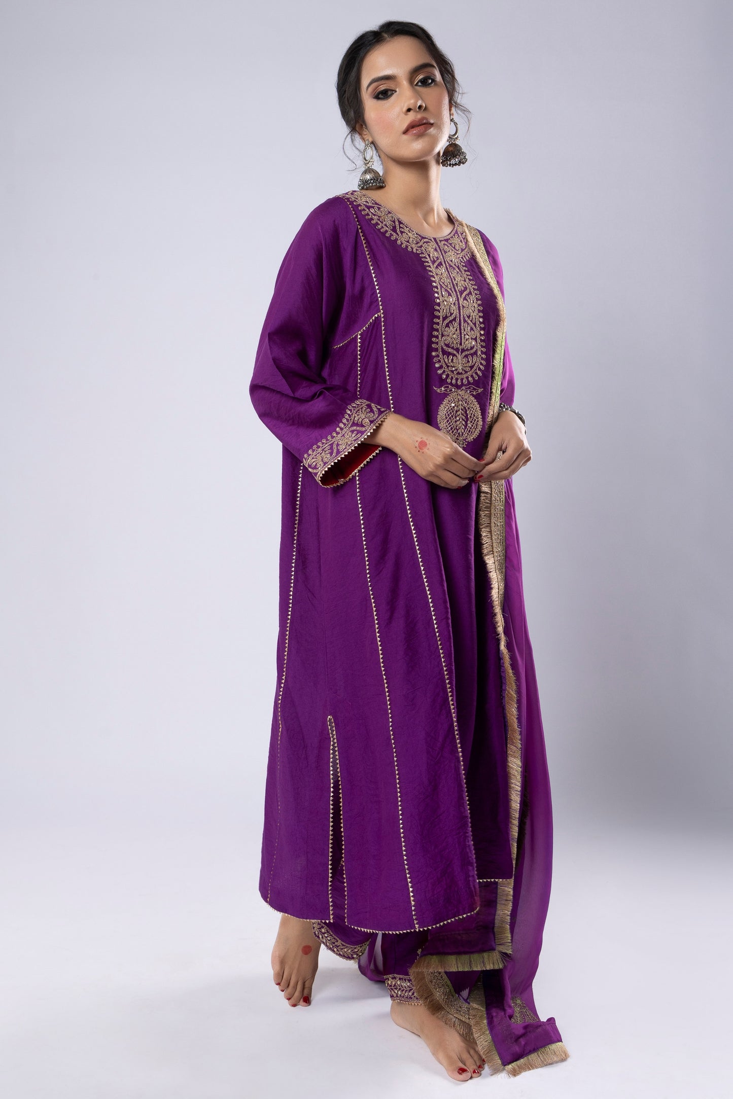 Qutub Minar Embroidered Kurta
