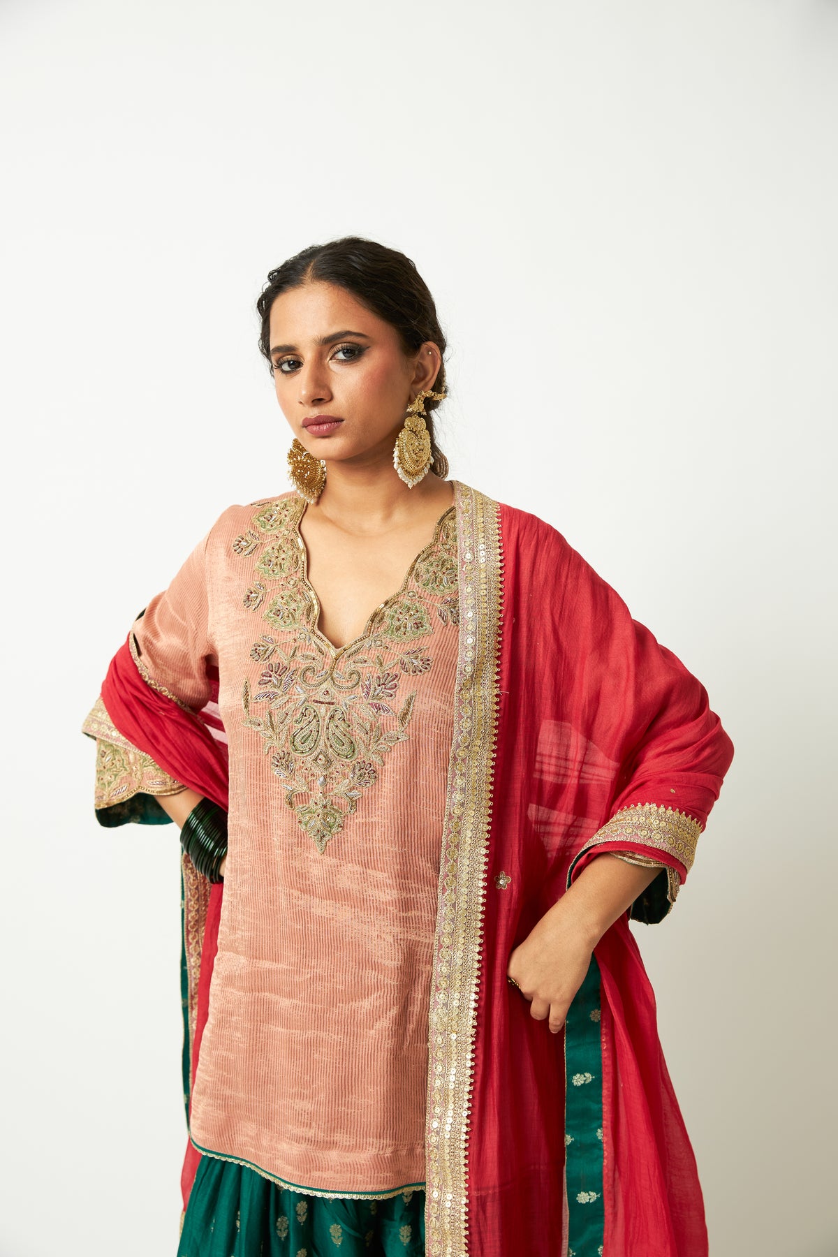 Rang Angaar Embroidered Kurta Set- Set of 3 - 9