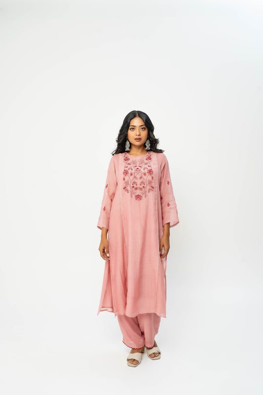 Rose Chikankari Kurta
