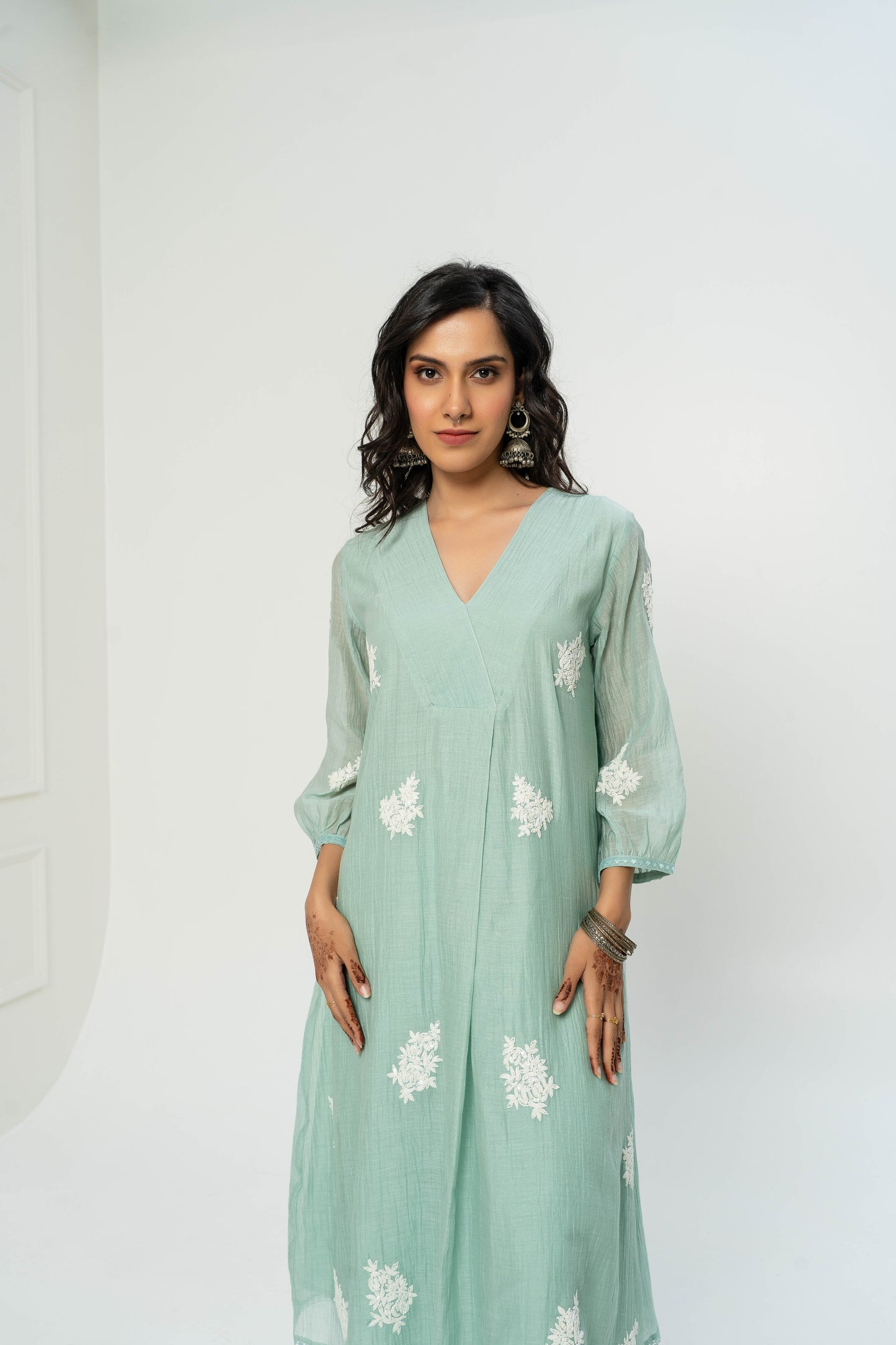 Carnations Embroidered Kurta Set