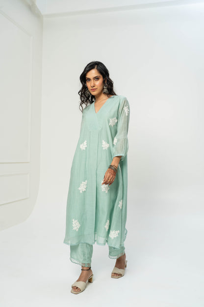 Carnations Embroidered Kurta Set