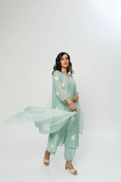 Carnations Embroidered Kurta Set