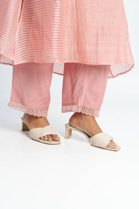 Hibiscus Pink Embroidered Pants