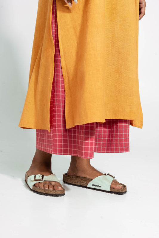 Red And White Hand Woven Cotton Flared Bottom