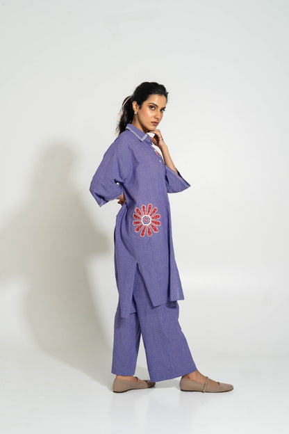 Purple And White Hand Woven Cotton Bottom