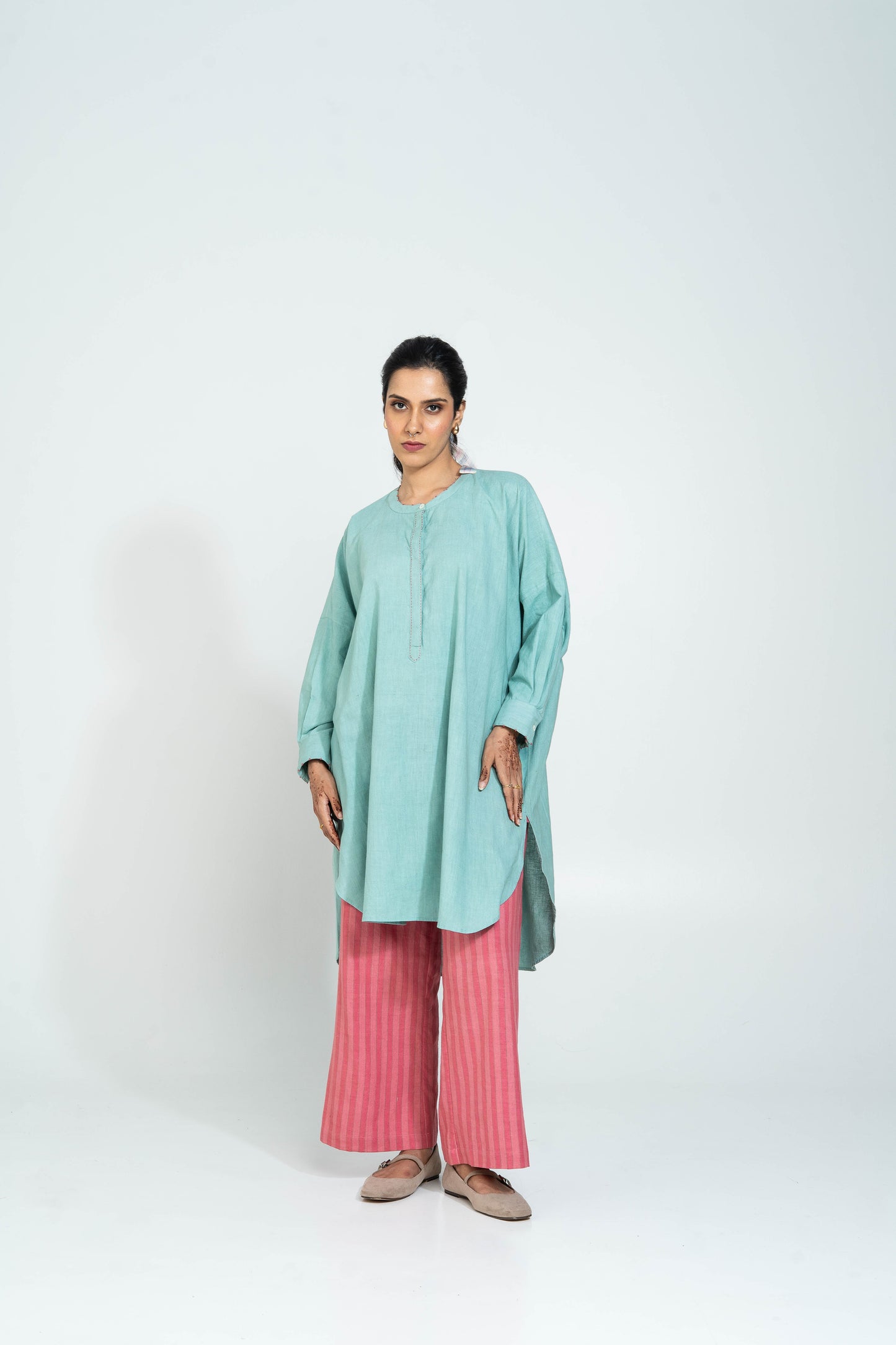 Pink Stripe Hand Woven Cotton Bottom