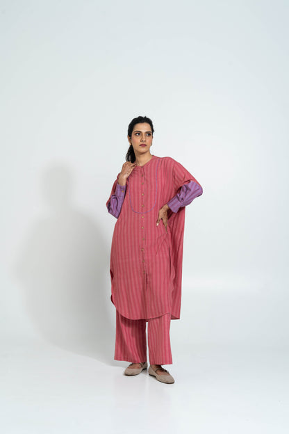 Pink Stripe Hand Woven Cotton Set