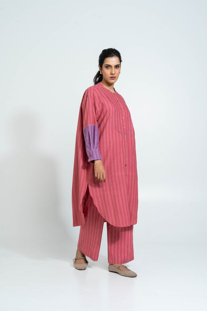 Pink Stripe Hand Woven Cotton Set