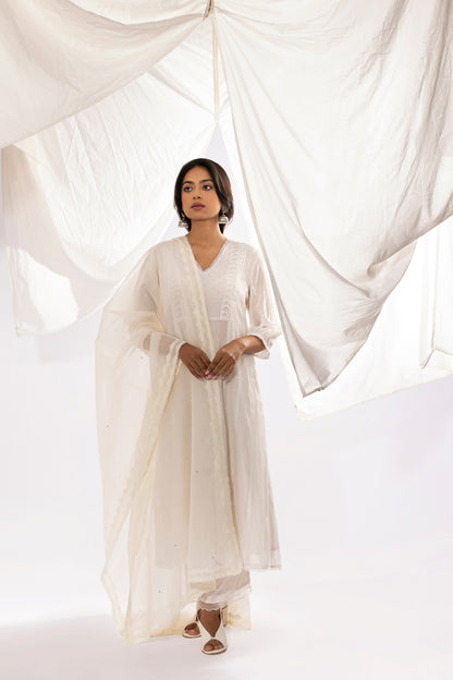 WHITE PRINTED DUPATTA