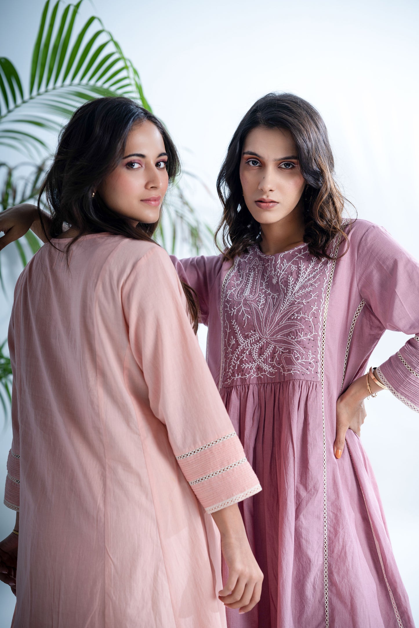Mauve chikankari Kurta