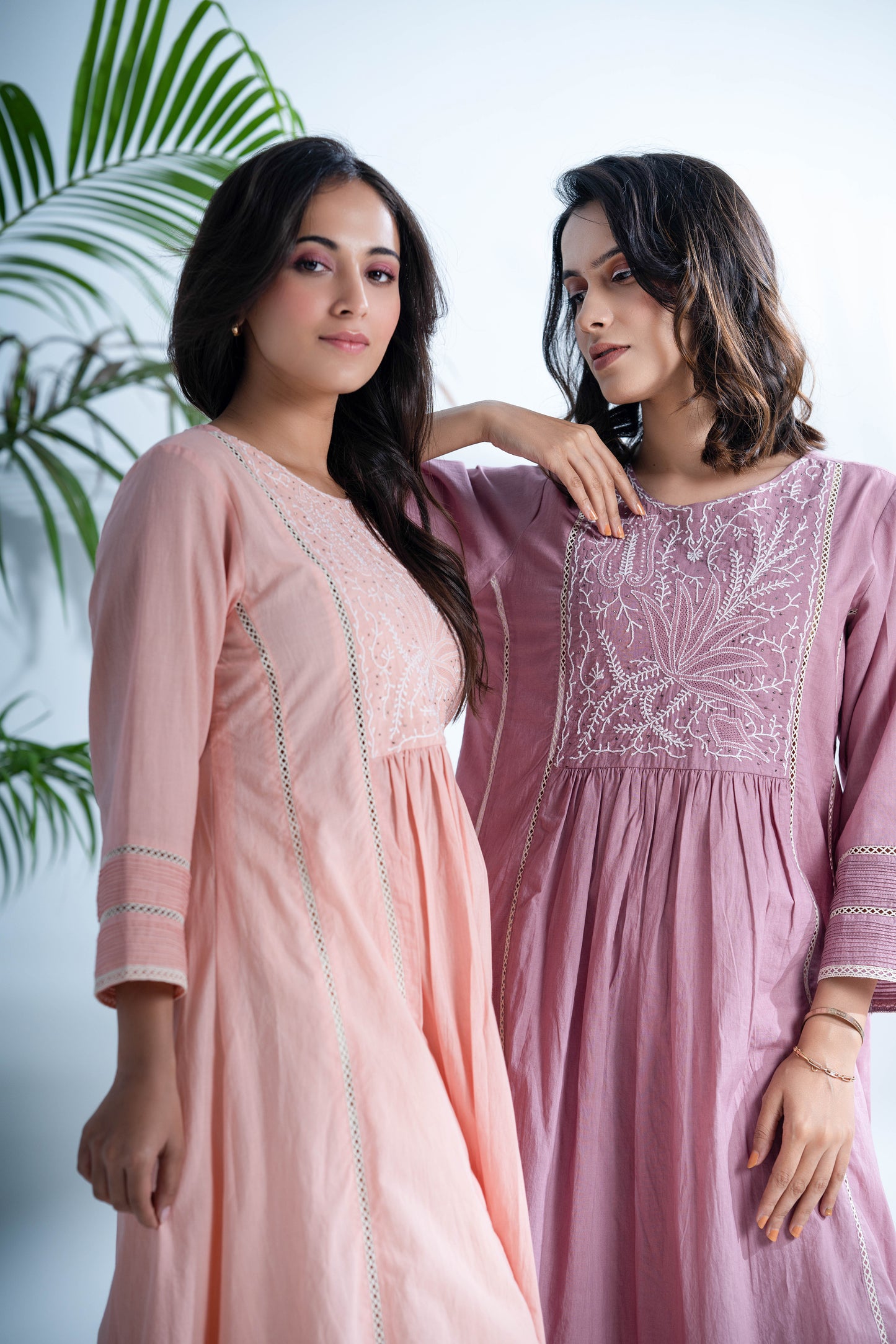 Mauve chikankari Kurta