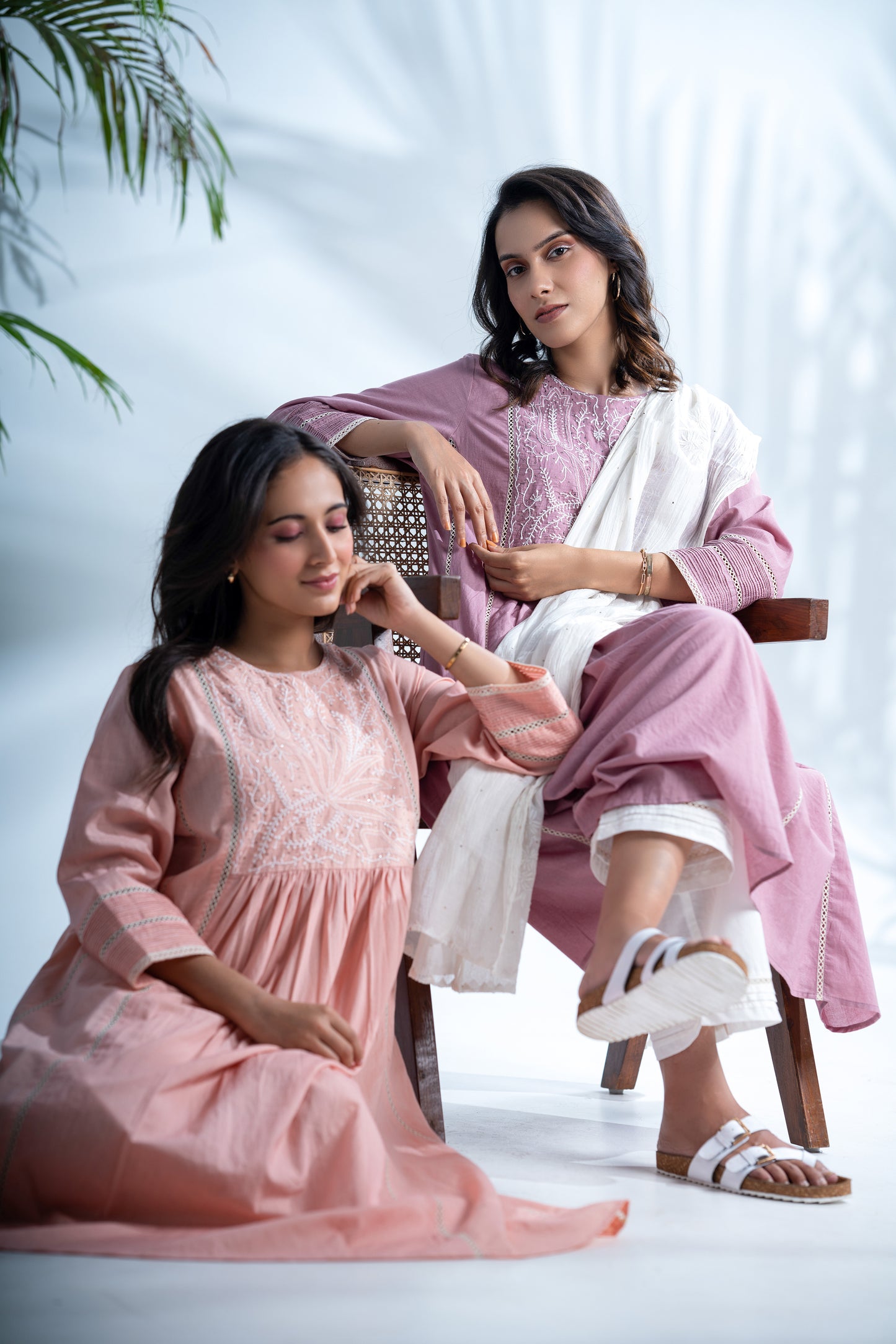 Mauve chikankari Kurta
