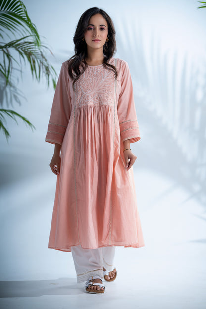 Rozovo chikankari kurta